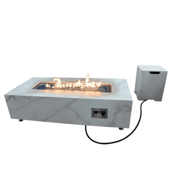 Elementi Plus Carrara Marble Porcelain Fire Table OFP121BW