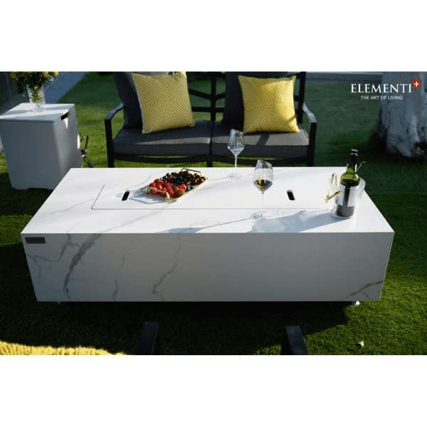 Elementi Plus Carrara Marble Porcelain Fire Table OFP121BW