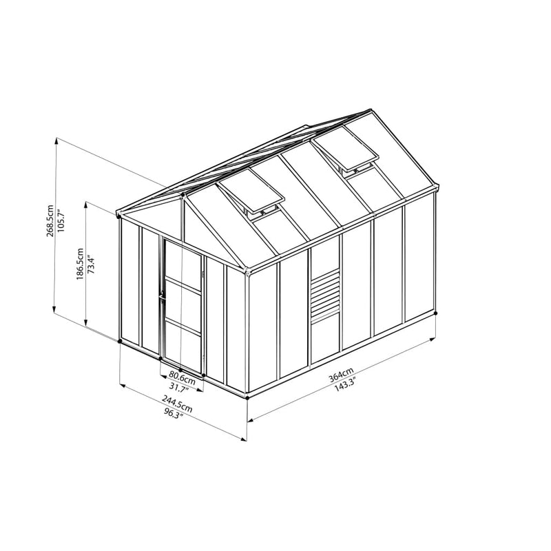 Palram - Glory 8' x 12' Greenhouse - HG5612