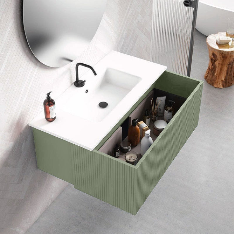 Lucena Bath 48" Bari Floating Vanity with Matching Top and Vessel SinkCeramic Sink in White, Grey or Green - Backyard Provider