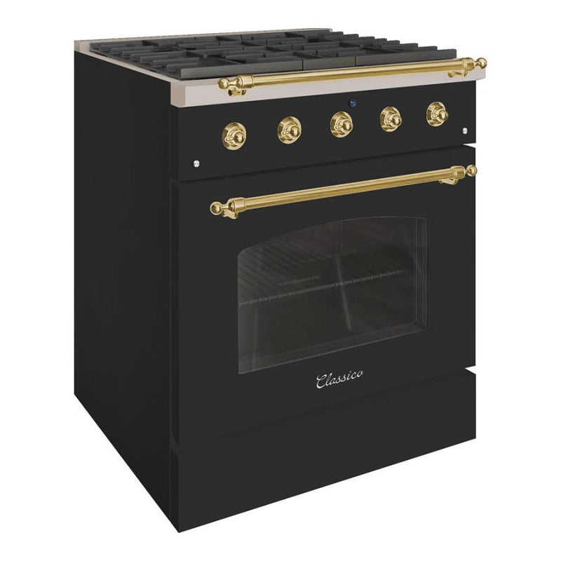 Hallman CLASSICO 30" 4.2 Cu.Ft. 4 Burner Freestanding Dual Fuel Range and Electric Oven - HCLRDF30