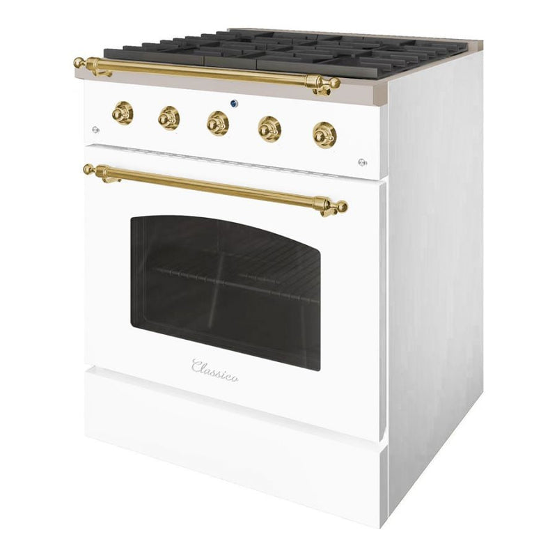 Hallman CLASSICO 30" 4.2 Cu.Ft. 4 Burner Freestanding Dual Fuel Range and Electric Oven - HCLRDF30