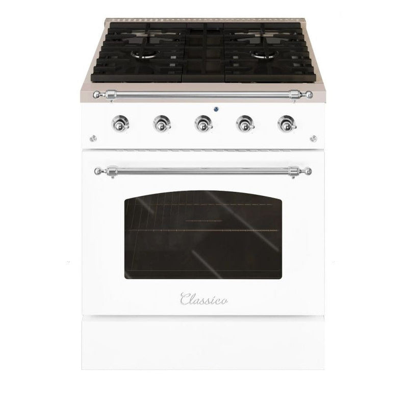 Hallman CLASSICO 30" 4.2 Cu.Ft. 4 Burner Freestanding Dual Fuel Range and Electric Oven - HCLRDF30