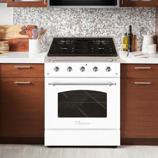 Hallman CLASSICO 30" 4.2 Cu.Ft. 4 Burner Freestanding Dual Fuel Range and Electric Oven - HCLRDF30