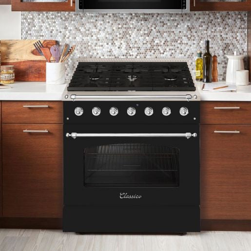 Hallman CLASSICO 36” 5.2 Cu.Ft. 6 Burner Freestanding Dual Fuel Range and Electric Oven - HCLRDF36