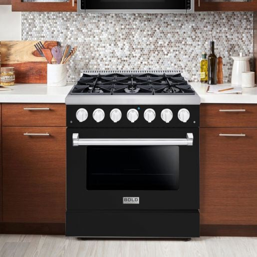 Hallman BOLD 36” 5.2 Cu.Ft. 6 Burner Freestanding All Gas Range and Gas Oven - HBRG36