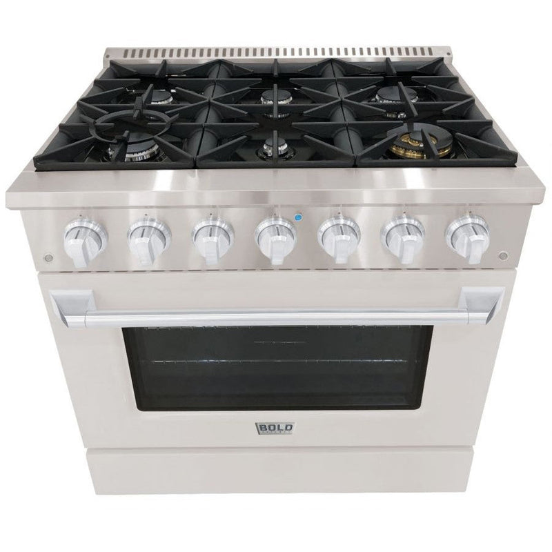 Hallman BOLD 36” 5.2 Cu.Ft. 6 Burner Freestanding All Gas Range and Gas Oven - HBRG36