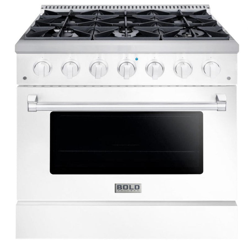 Hallman BOLD 36” 5.2 Cu.Ft. 6 Burner Freestanding All Gas Range and Gas Oven - HBRG36