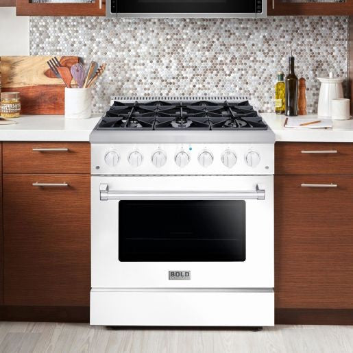 Hallman BOLD 36” 5.2 Cu.Ft. 6 Burner Freestanding All Gas Range and Gas Oven - HBRG36