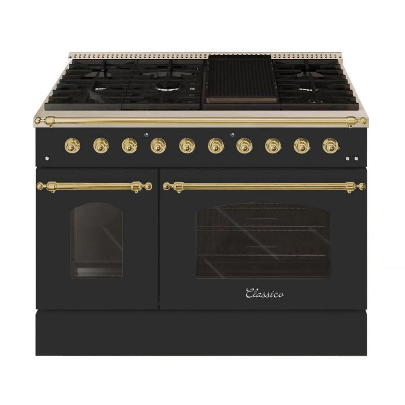 Hallman CLASSICO 48” 6.7 Cu.Ft. 8 Burner Freestanding Dual Fuel Range and Electric Oven - HCLRDF48