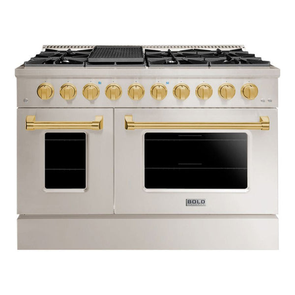 Hallman BOLD 48” 6.7 Cu.Ft. 8 Burner Freestanding Dual Fuel Range and Electric Oven - HBRDF48