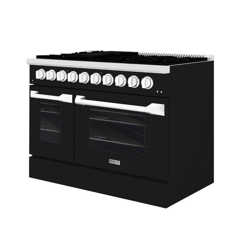 Hallman BOLD 48” 6.7 Cu.Ft. 8 Burner Freestanding Dual Fuel Range and Electric Oven - HBRDF48