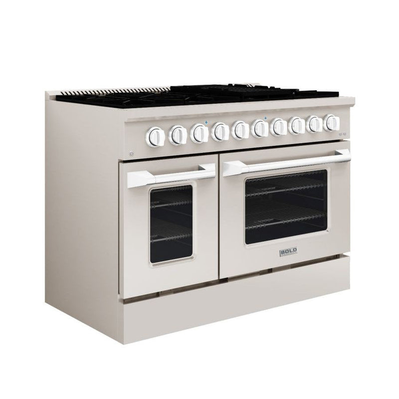 Hallman BOLD 48” 6.7 Cu.Ft. 8 Burner Freestanding Dual Fuel Range and Electric Oven - HBRDF48