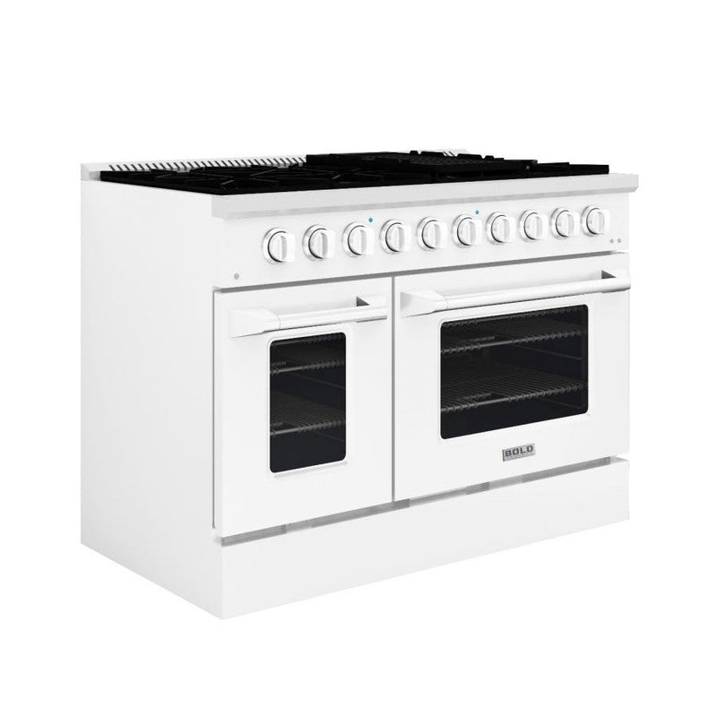 Hallman BOLD 48” 6.7 Cu.Ft. 8 Burner Freestanding Dual Fuel Range and Electric Oven - HBRDF48