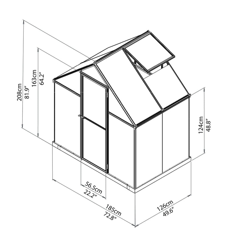 Palram - Hybrid 6' x 4' Greenhouse - Green - HG5504G