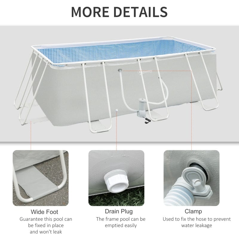 Outsunny 14ft x 8ft x 48in Steel Frame Pool with Filter Pump - 848-030V80LG