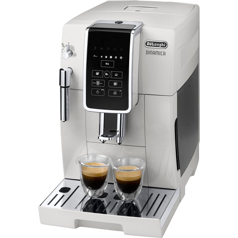 De'Longhi Dinamica Fully Automatic Coffee and Espresso Machine with Premium Manual Milk Frother in White ECAM35020W