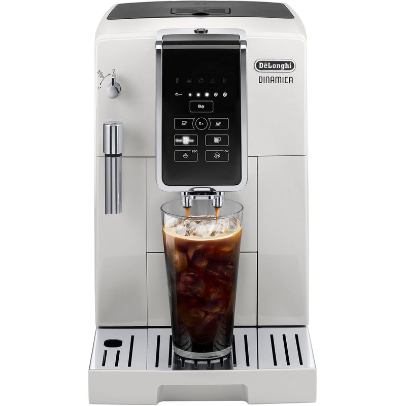 De'Longhi Dinamica Fully Automatic Coffee and Espresso Machine with Premium Manual Milk Frother in White ECAM35020W