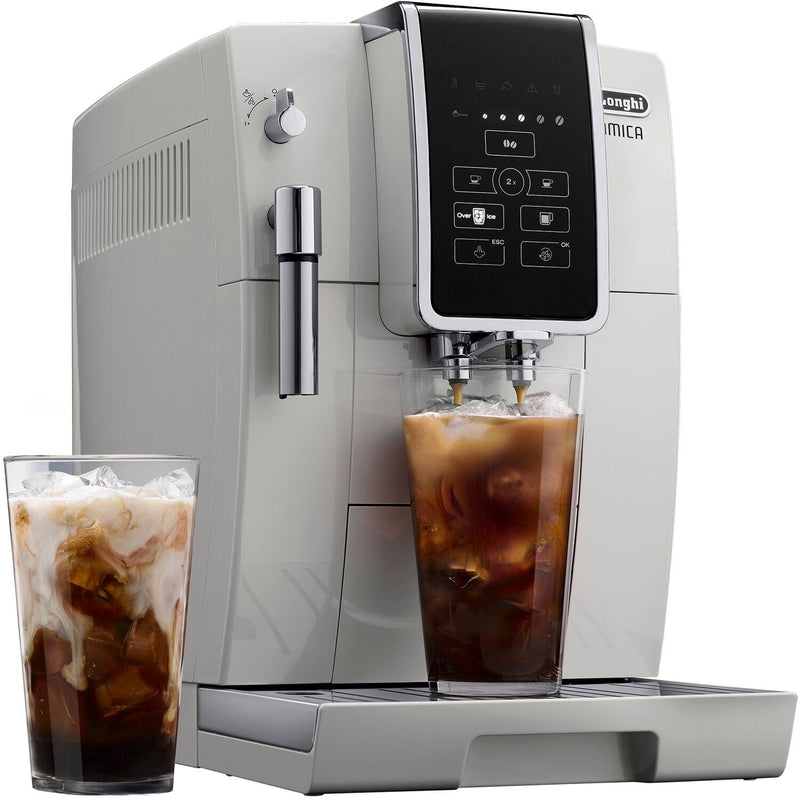 De'Longhi Dinamica Fully Automatic Coffee and Espresso Machine with Premium Manual Milk Frother in White ECAM35020W