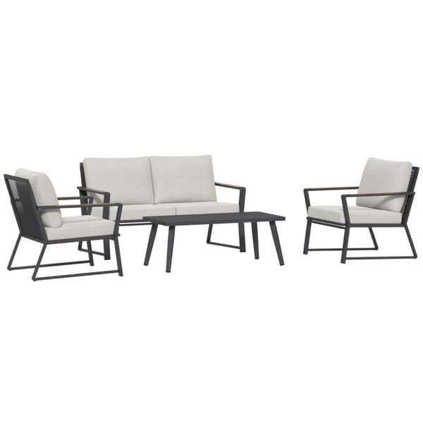 Outsunny 4 Piece Aluminum Garden Sofa Set Widened Seat - 84B-635CW