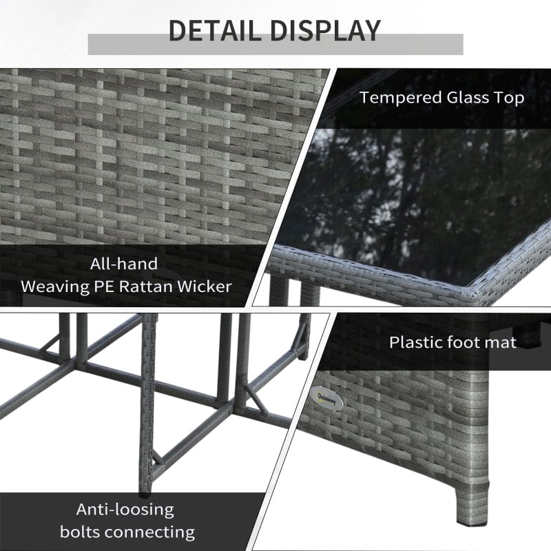 Outsunny 11 Piece Patio Dining Set Outdoor Rattan Wicker Furniture Set - 841-162GY