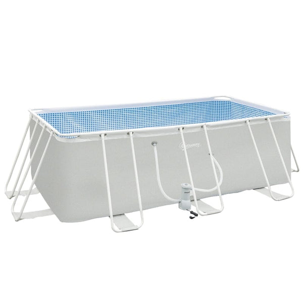 Outsunny 14ft x 8ft x 48in Steel Frame Pool with Filter Pump - 848-030V80LG