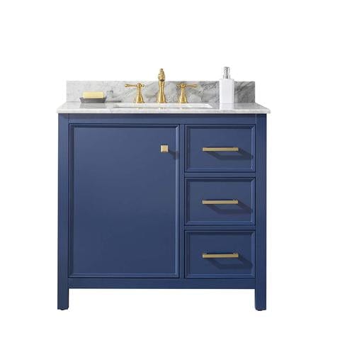 Legion Furniture 36" Blue Finish Sink Vanity Cabinet With Carrara White Top WLF2136-B - Backyard Provider