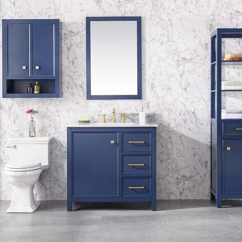 Legion Furniture 36" Blue Finish Sink Vanity Cabinet With Carrara White Top WLF2136-B - Backyard Provider