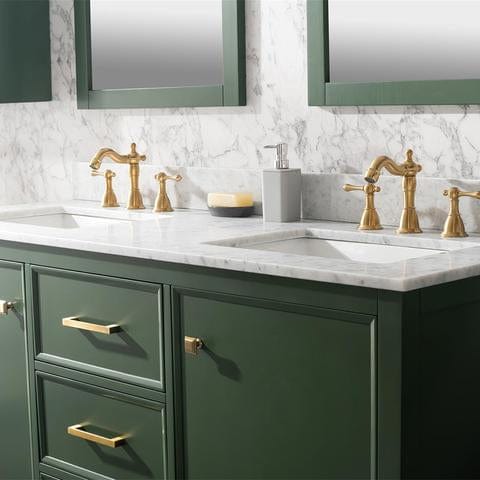 Legion Furniture 60" Vogue Green Finish Double Sink Vanity Cabinet With Carrara White Top WLF2160DVG - Backyard Provider