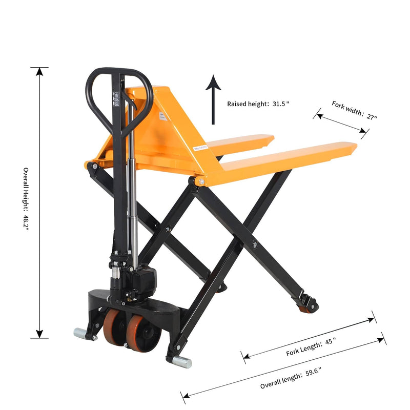 Apollolift Pallet Lift 2200lbs. 45"Lx27"W Fork 3.3'' lowered. 31.5'' raised - A-1015 - Backyard Provider