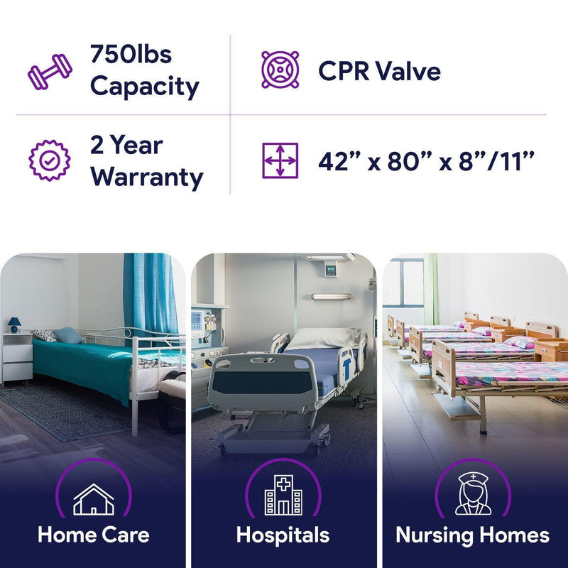 Low Air Loss Alternating Pressure Bariatric Mattress with Air Bolsters - 42"x80"x8/11"