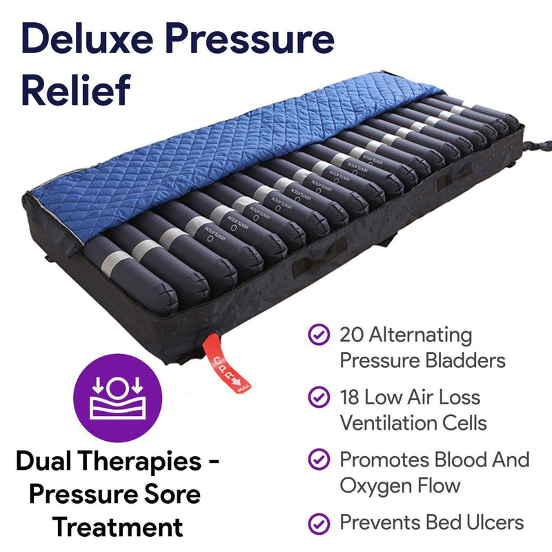 Low Air Loss Alternating Pressure Mattress, Side Air Bolsters, Cell-On-Cell -36x80x8/11"