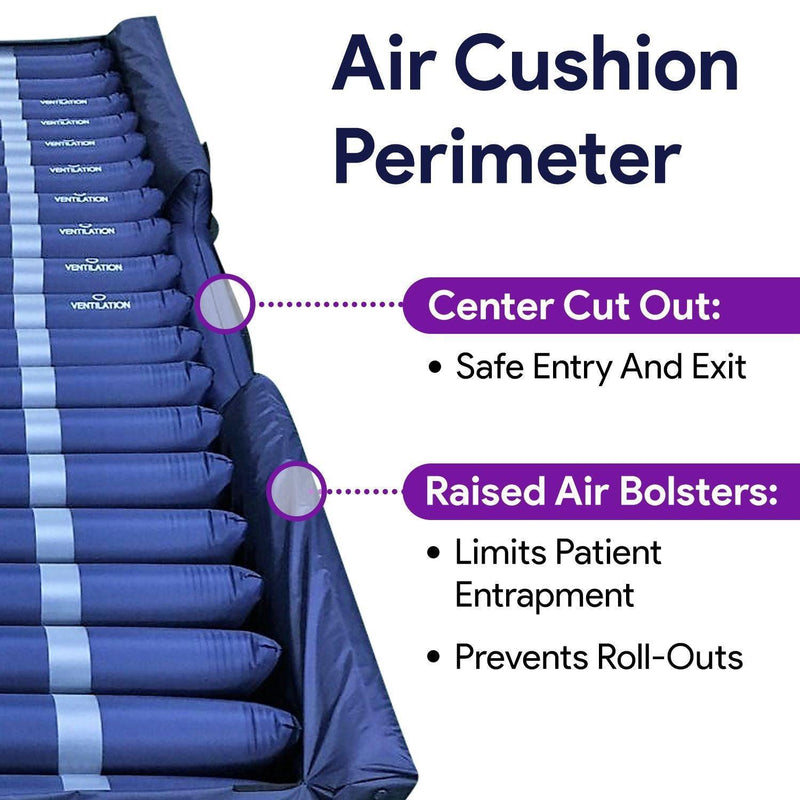 Low Air Loss Alternating Pressure Mattress, Side Air Bolsters, Cell-On-Cell -36x80x8/11"