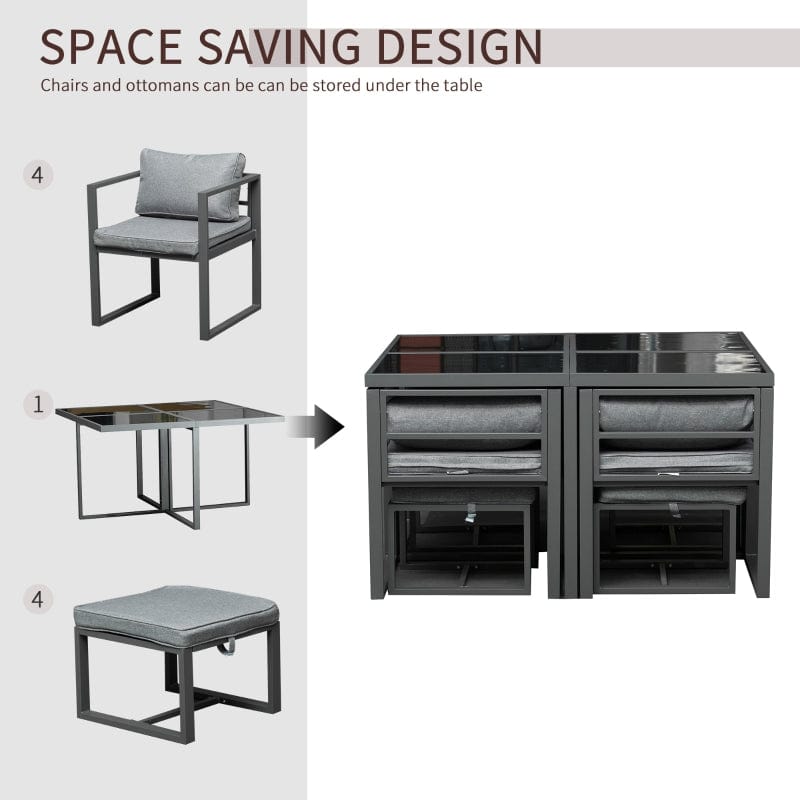 Outsunny 9 Piece Outdoor Patio Dining Set - 84B-479