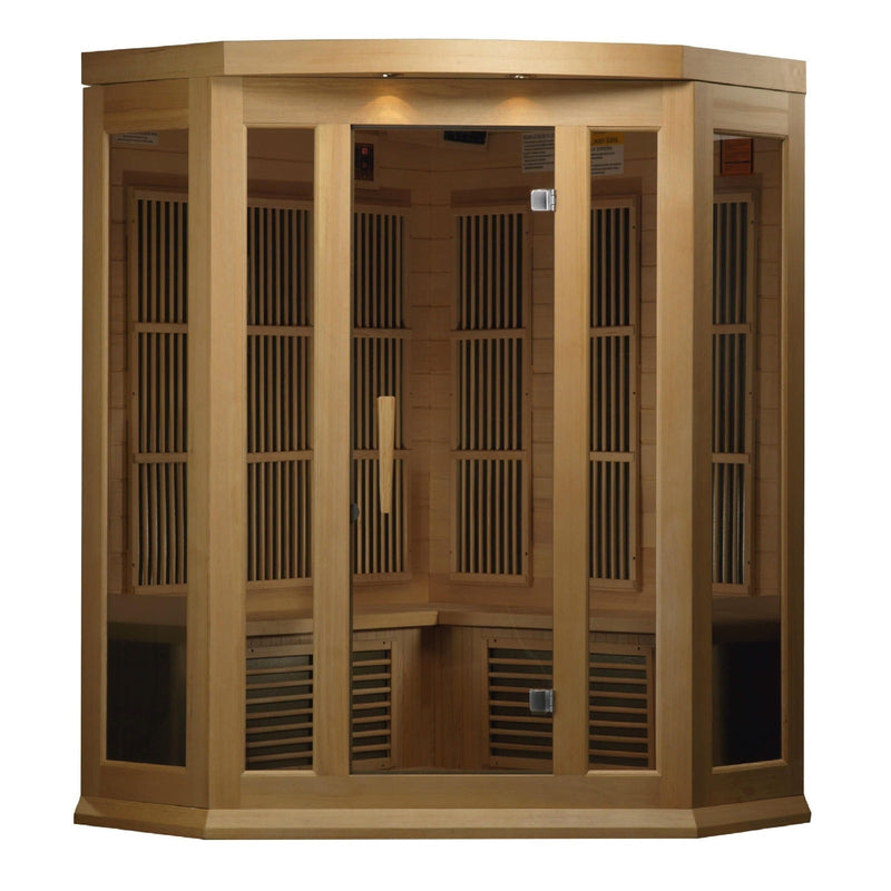 Maxxus 3-Person Corner Low EMF Under 8MG FAR Infrared Sauna Canadian Hemlock