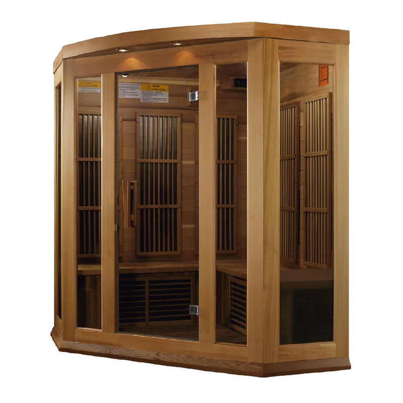 Maxxus 3-Person Corner Low EMF Under 8MG FAR Infrared Sauna Canadian Red Cedar