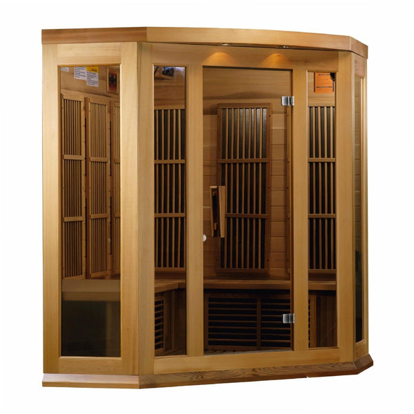 Maxxus 3-Person Corner Low EMF Under 8MG FAR Infrared Sauna Canadian Red Cedar