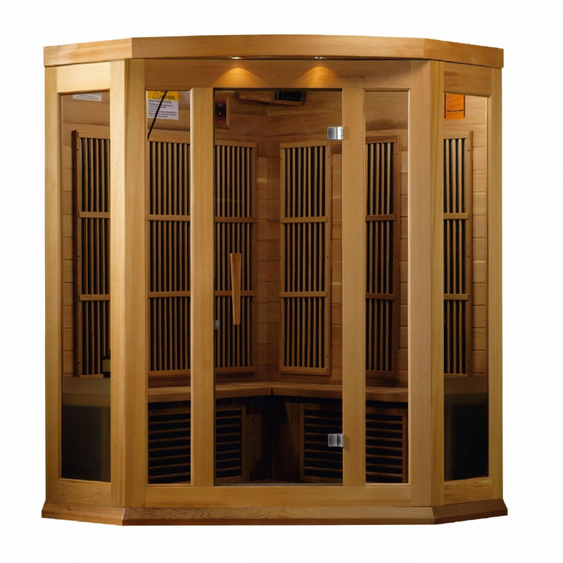 Maxxus 3-Person Corner Low EMF Under 8MG FAR Infrared Sauna Canadian Red Cedar