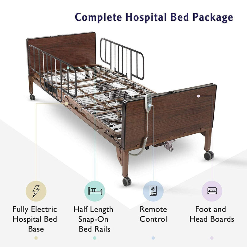 Medacure Full Electric Hospital Bed with Mattress and Rail