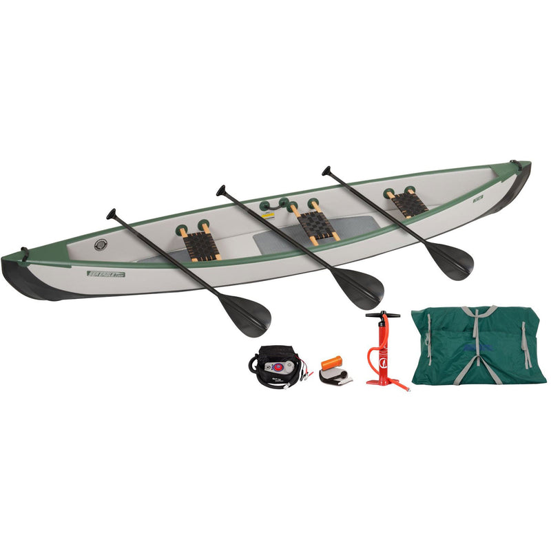 Sea Eagle TravelCanoe TC16 Electric Pump 3 Person Inflatable Canoe Package