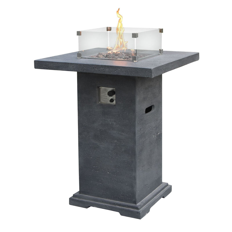 Elementi Montreal 34 in. x 34 in. Square Concrete Liquid Propane Fire Pit OFG221