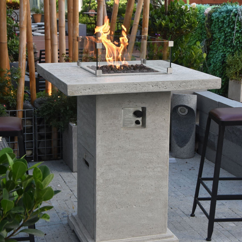 Elementi Montreal 34 in. x 34 in. Square Concrete Liquid Propane Fire Pit OFG221