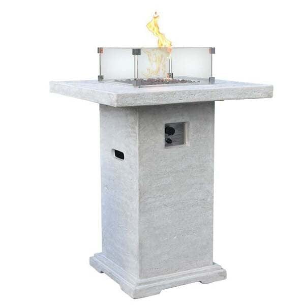 Elementi Montreal 34 in. x 34 in. Square Concrete Liquid Propane Fire Pit OFG221