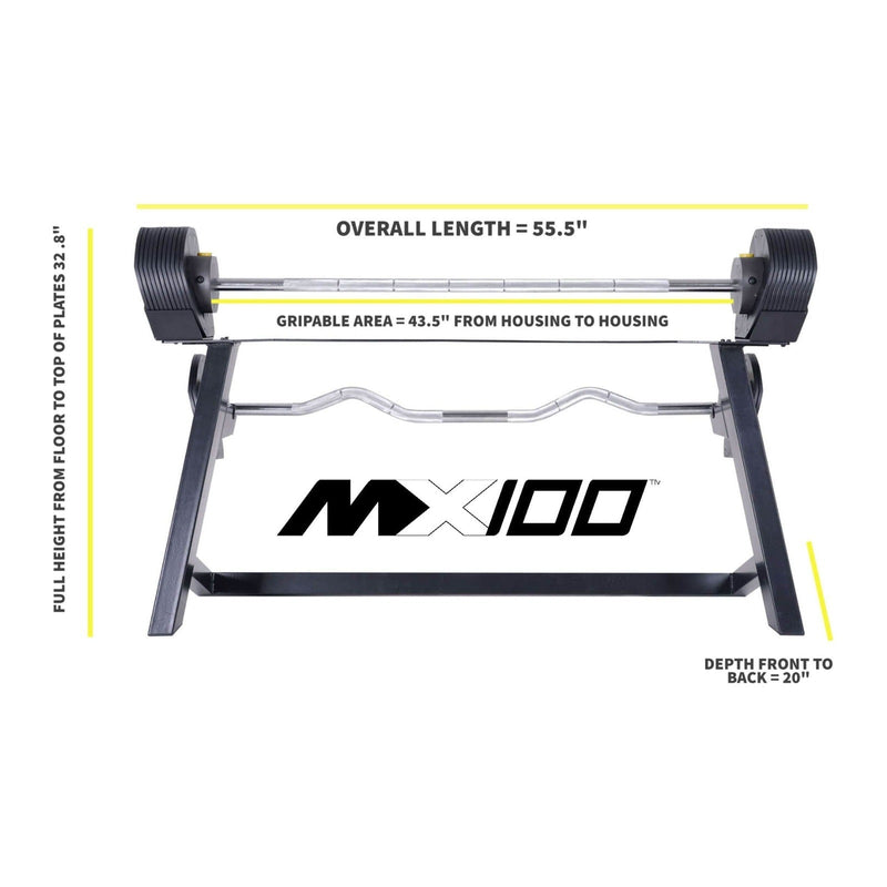 MX100 Rapid Change Adjustable Barbell / Curl Bar System (28 lbs to 100 lbs) - Backyard Provider