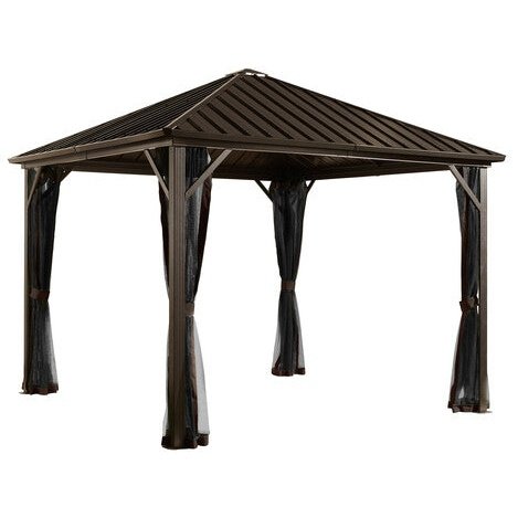 Sojag Gazebo 10 x 12 ft. Dakota No.53 Gazebo Steel Roof, Dark Brown