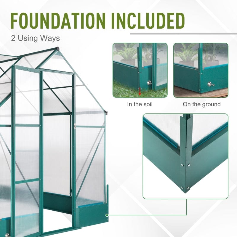 Outsunny 6' x 8' x 7' Walk-in Plant Polycarbonate Greenhouse - 845-421