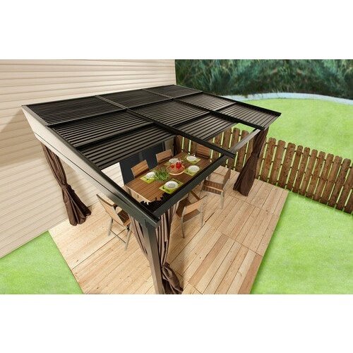 Sojag Gazebo Francfort Wall-Mounted Gazebo 10 x 12 ft - Dark brown