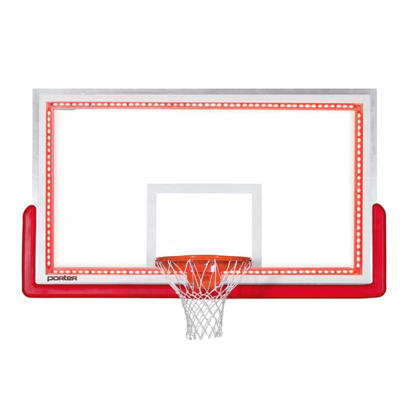 Porter 72"X42" Glass Center Strut Basketball Backboard w/ LED Lights 208L1