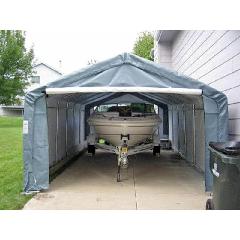 Rhino Shelter Extended Garage House Style 12’W x 24’L x 8’H - GA122408HGN