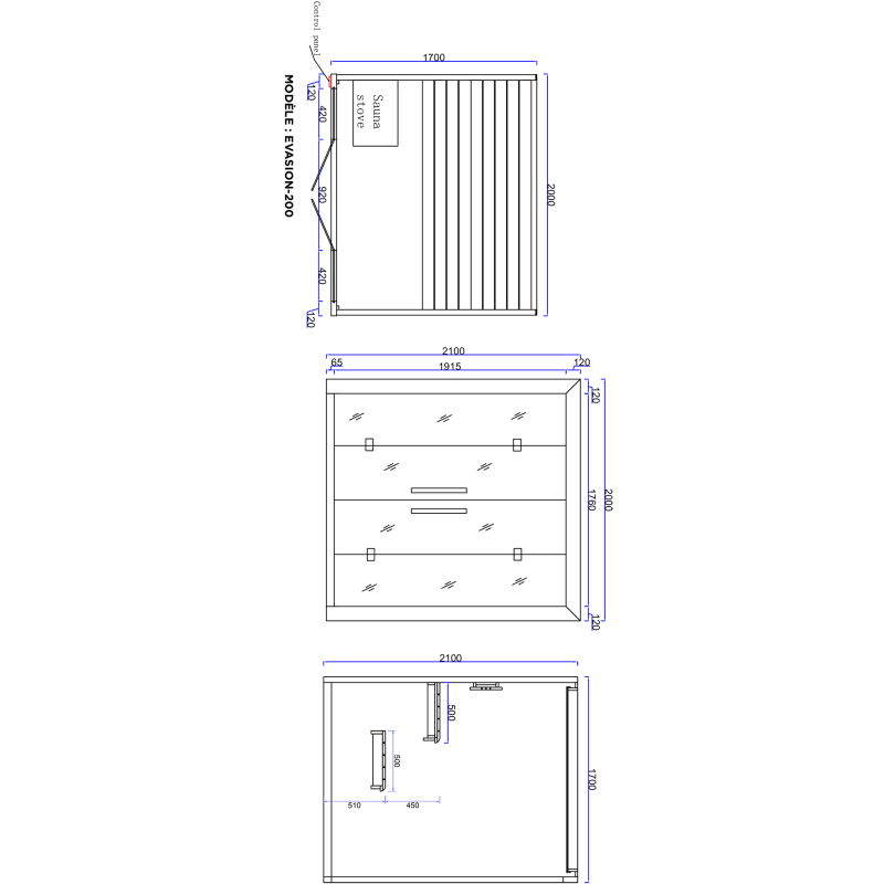 Sauna Hammam SAUNA BOREAL® EVASION PRO 200 - 4 TO 6 PLACES - 200*170*210 - MK51561854